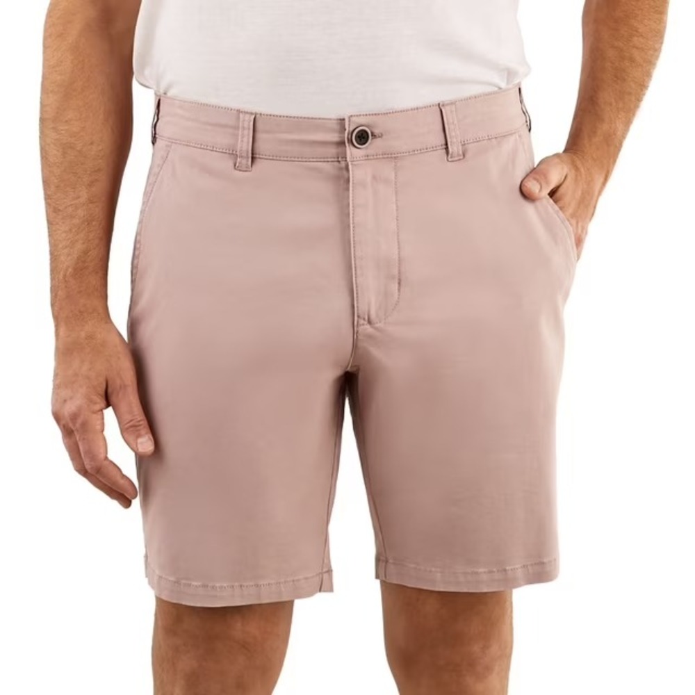 Sperry Mens Flat-Front Vintage Wash Flex Cotton Chino Shorts Pink 34 NWT
